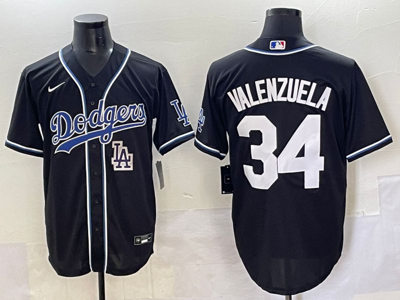 Men 2025 Los Angeles Dodgers #34 Valenzuela Black Three generations Fashion Nike MLB Jersey style 70411